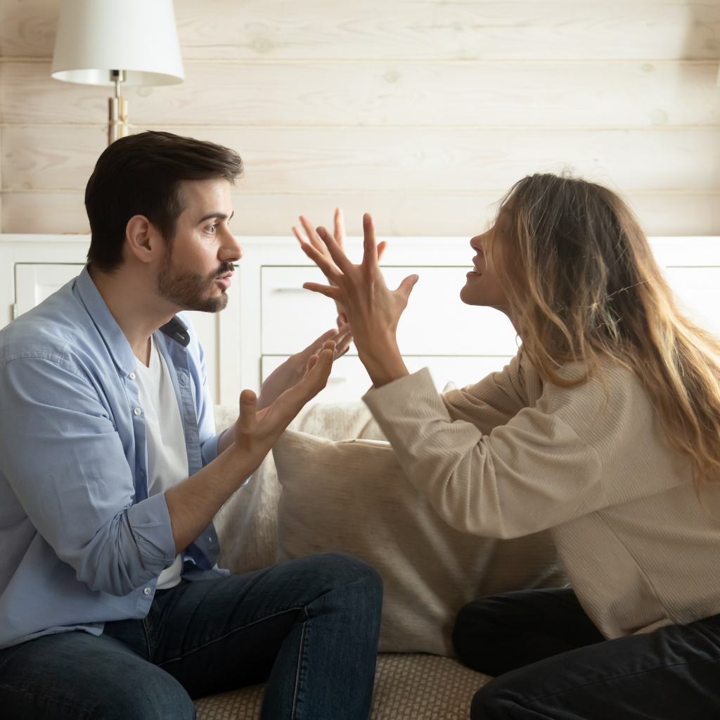 couple arguing over a massachusetts divorce
