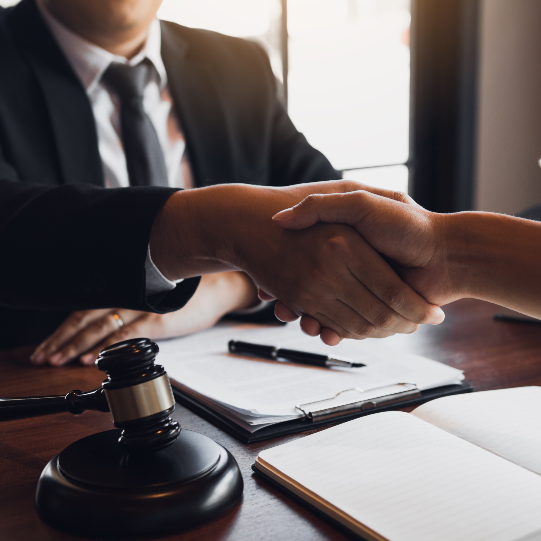 Shaking hands with lawyer