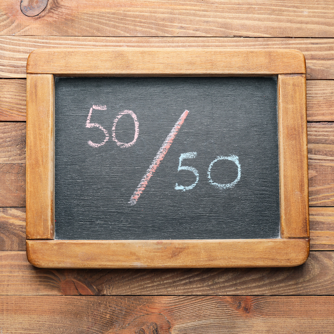 50/50 split on chalkboard