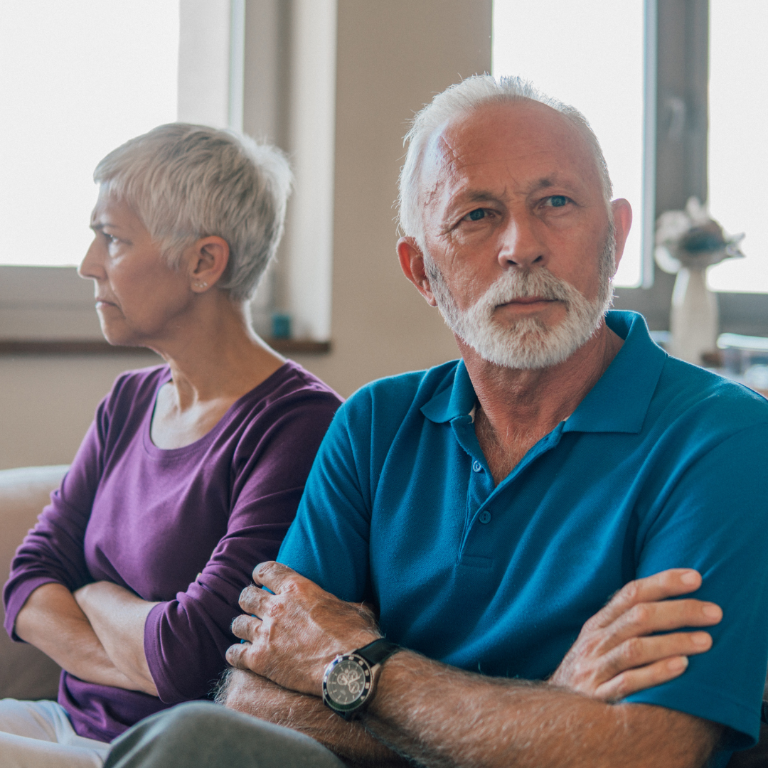 Older couple getting divorced in Massachusetts.