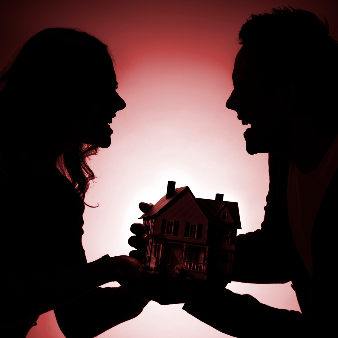 Husband and wife fighting over the house in a Massachusetts divorce.