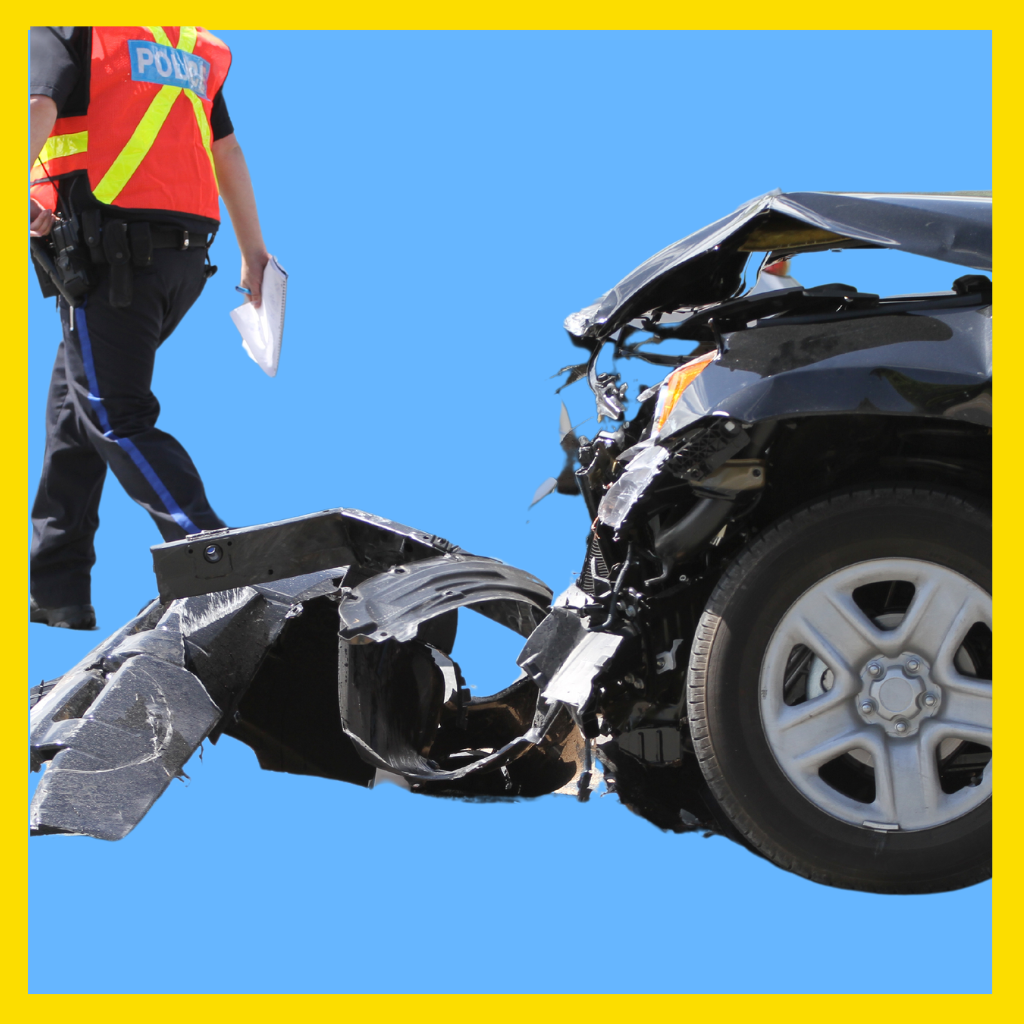 Car damaged in a Massachusetts accident where the driver left the scene.