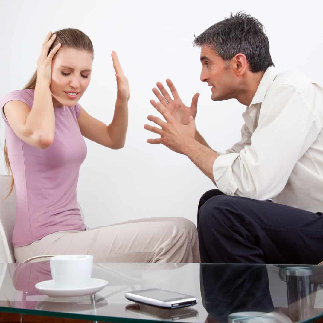 Massachusetts legal services - Dealing with a legal dispute, woman distressed, man explaining legal rights, Massachusetts law conte.