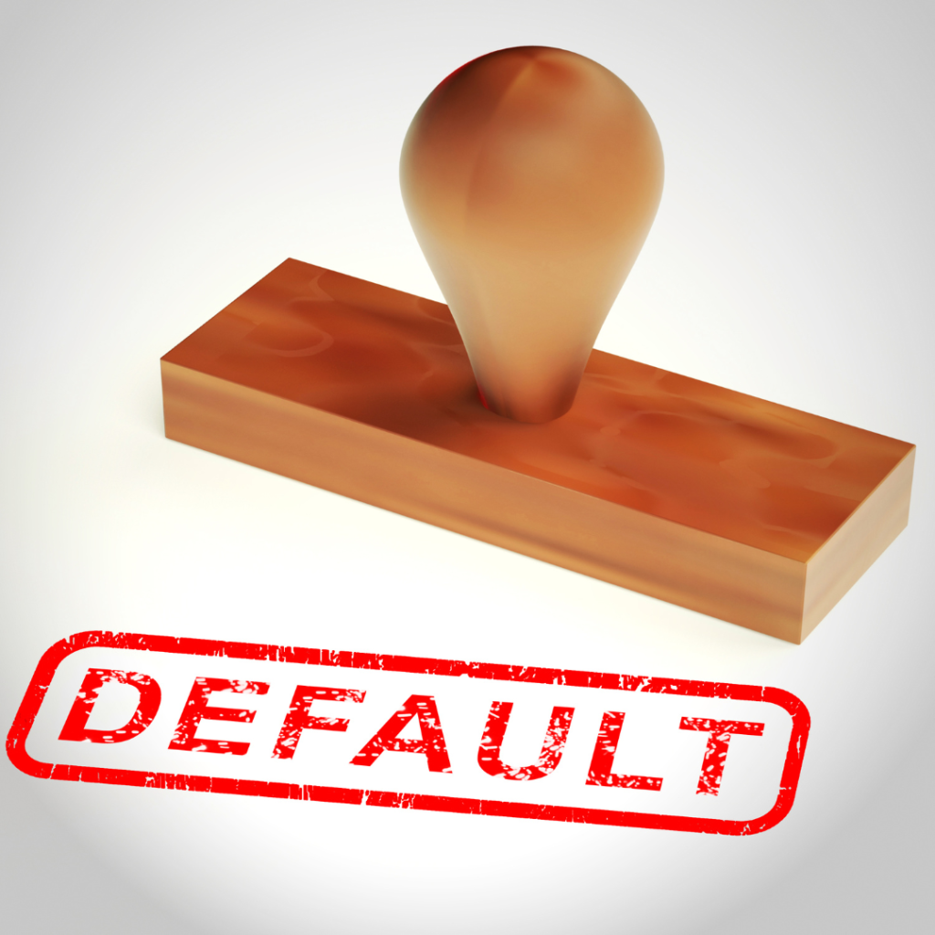 Default judgment stamp in a Massachusetts divorce.