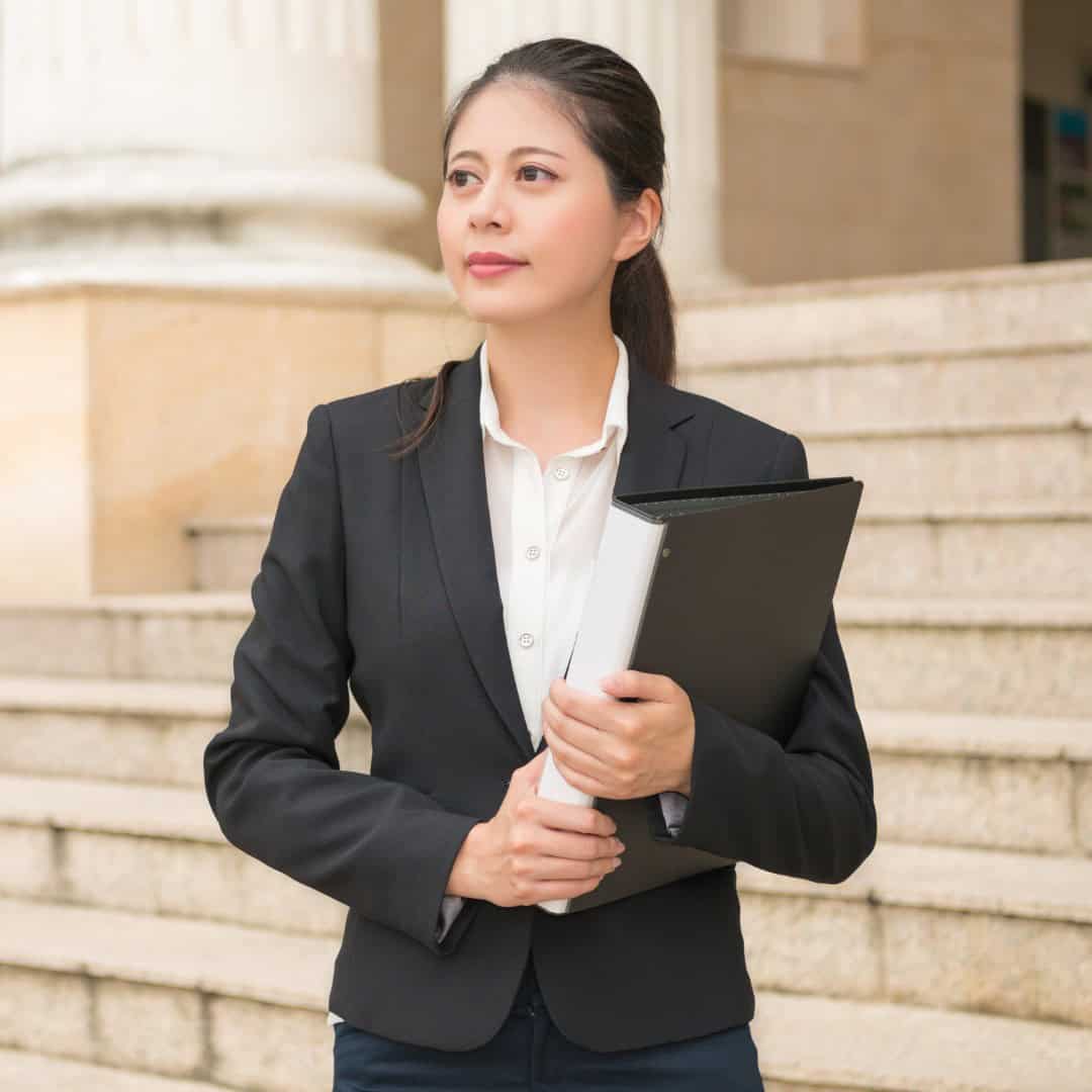 Resources 4 Woman on Massachusetts courthouse steps.