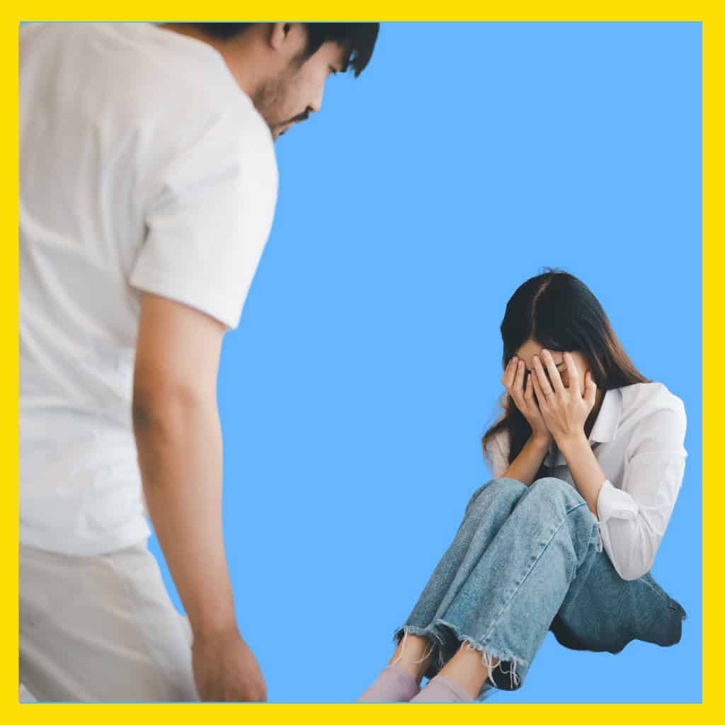 Massachusetts man standing over woman threatening her with domestic violence.